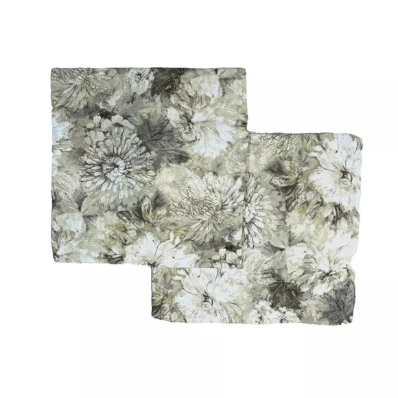 2 Custom Made Pillowcases Shams in Mill Creek Fabric Floral Neutrals Tan Beige